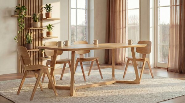 MAZZONI EXPORT AURA Stejar Natural - SCAUN DIN LEMN PENTRU LIVING SUFRAGERIE BUCĂTĂRIE MODERN NORDIC