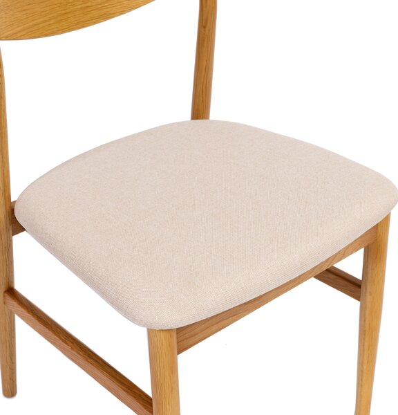 MAZZONI EXPORT CAMELIA Bej Deschis/cadru Stejar Natural - SCAUN DIN LEMN TAPIȚAT PENTRU LIVING SUFRAGERIE BUCĂTĂRIE MODERN CLASSIC