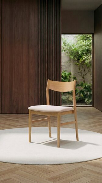 MAZZONI EXPORT CAMELIA Bej Deschis/cadru Stejar Natural - SCAUN DIN LEMN TAPIȚAT PENTRU LIVING SUFRAGERIE BUCĂTĂRIE MODERN CLASSIC