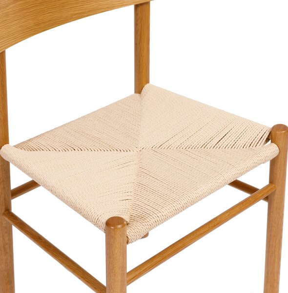MAZZONI EXPORT LIAM Șnur Kraft/cadru Stejar Natural - SCAUN DIN LEMN ÎMPLETIT PENTRU LIVING SUFRAGERIE BUCĂTĂRIE MODERN CLASSIC BOHO