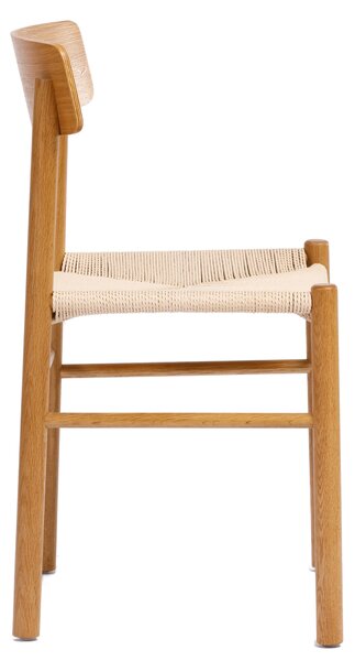 MAZZONI EXPORT LIAM Șnur Kraft/cadru Stejar Natural - SCAUN DIN LEMN ÎMPLETIT PENTRU LIVING SUFRAGERIE BUCĂTĂRIE MODERN CLASSIC BOHO
