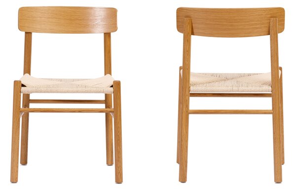 MAZZONI EXPORT LIAM Șnur Kraft/cadru Stejar Natural - SCAUN DIN LEMN ÎMPLETIT PENTRU LIVING SUFRAGERIE BUCĂTĂRIE MODERN CLASSIC BOHO