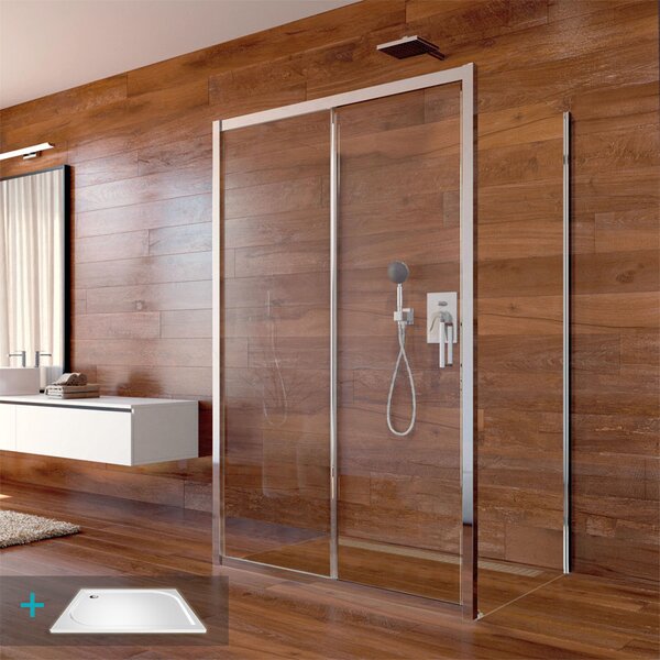 Mereo Mereo, Set de duș Mereo: LIMA, dreptunghiular, 100x120x100x190 cm, crom ALU, sticlă transparentă incl. cădiță de duș din marmură turnată, MER-CK85543KM