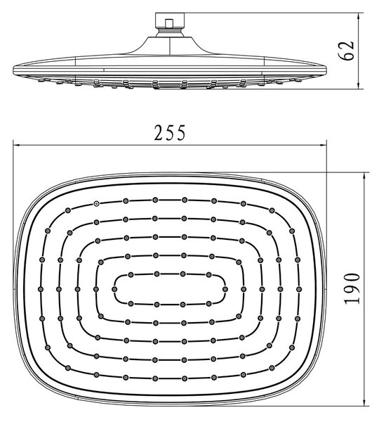 Mereo Mereo, Blat duș cu placă 255x190 mm cu rost, plastic cromat, MER-CB585D