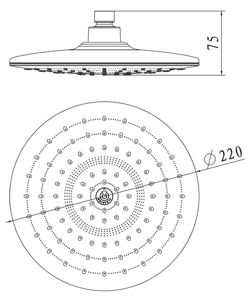 Mereo Mereo, Blat duș cu placă ø 226 mm cu rost, plastic cromat, MER-CB585C