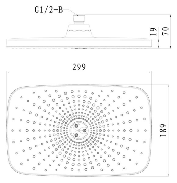 Mereo Mereo, Blat duș cu placă 300 x 190 mm cu rost, plastic, MER-CB585B
