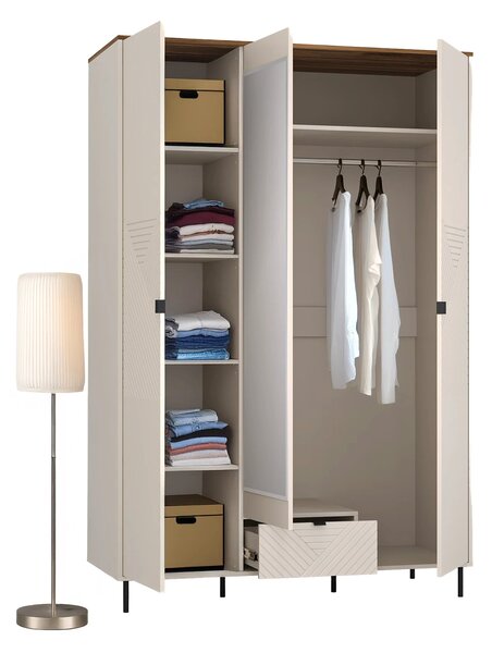 Dulap dormitor oglinda EVO, casmir/stejar, PAL laminat, 139x60x210 cm