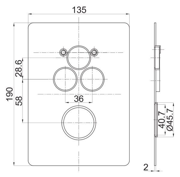 Mereo Mereo, robinet termostatic cu buton ascuns - 3 căi - capac pătrat, MER-CB60157TC