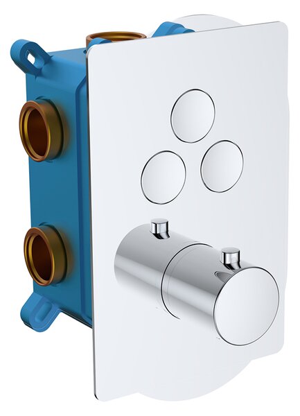 Mereo Mereo, robinet termostatic cu buton ascuns - 3 căi - capac pătrat, MER-CB60157TC