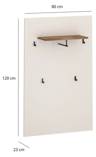Cuier de perete hol EVO, casmir/stejar, PAL laminat, 80x25x120 cm