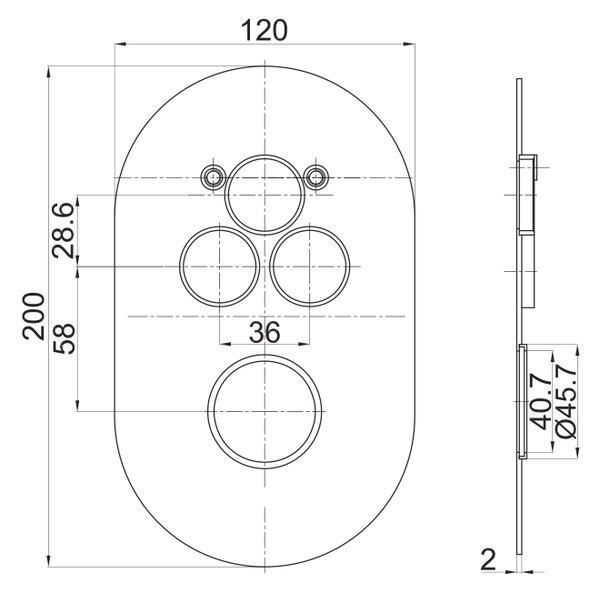 Mereo Mereo, robinet termostatic cu buton ascuns - 3 căi - capac oval, MER-CB60157TB