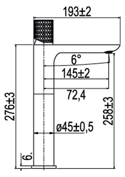 Mereo Mereo, Baterie înaltă pentru lavoar, diamant, Viana, fără priză, crom, MER-CBE10102A