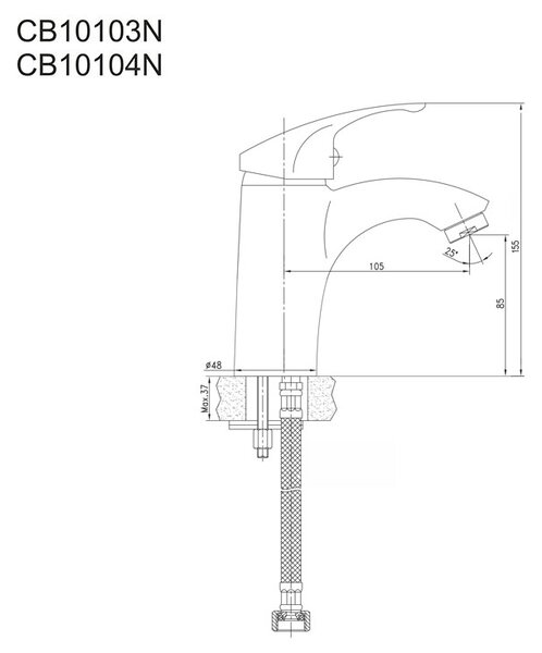 Mereo Mereo, Baterie pentru lavoar, Sonata, cu iesire, crom, MER-CB10104N