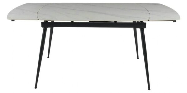 Masa extensibila VELA, alb cu efect de marmura/negru, ceramica/metal