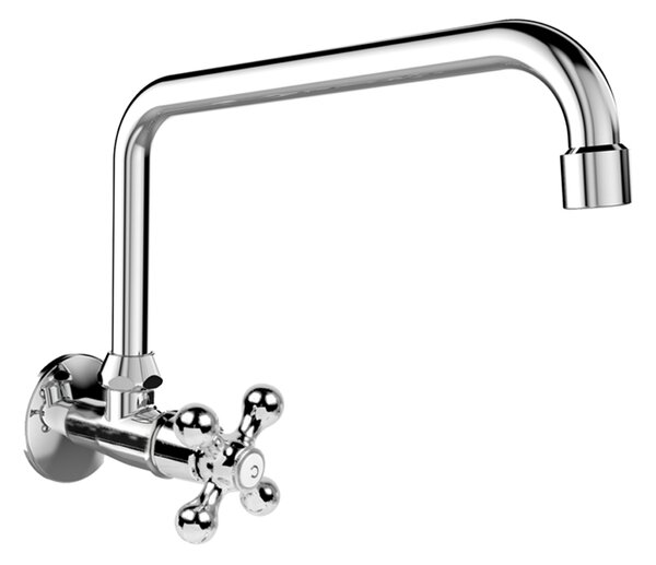 Mereo Mereo, Baterie de lavoar montată pe perete, Retro Viktoria, cu braț pivotant ø 18 mm - 230 mm, crom, MER-CBL70104