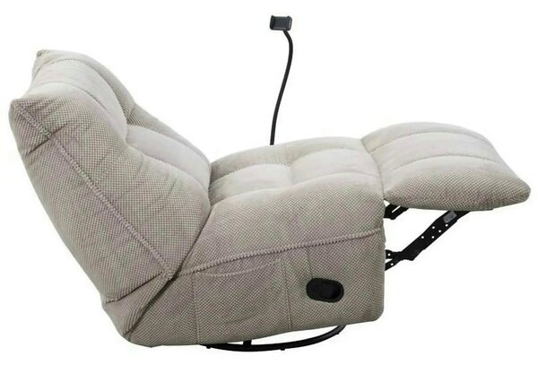 Fotoliu recliner MARCUS, stofă clasică/metal, maro deschis, 84×104×94 cm