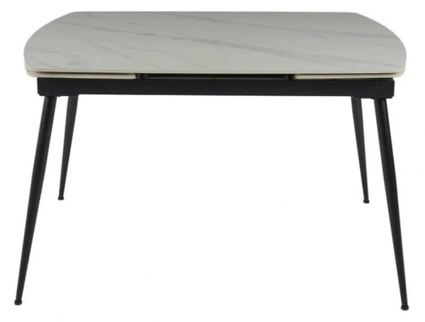 Masa extensibila VELA, alb cu efect de marmura/negru, ceramica/metal