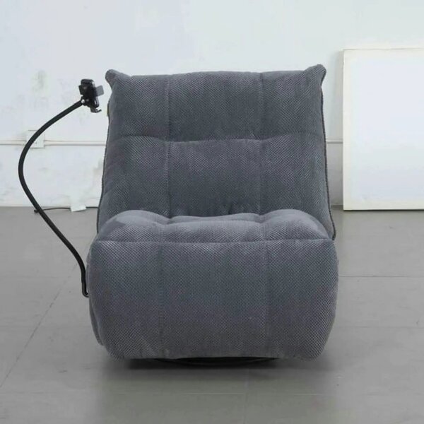 Fotoliu recliner MARCUS, stofă clasică/metal, gri, 84×104×94 cm