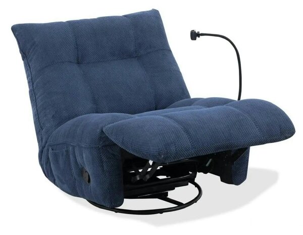 Fotoliu recliner MARCUS, stofă clasică/metal, albastru, 84×104×94 cm