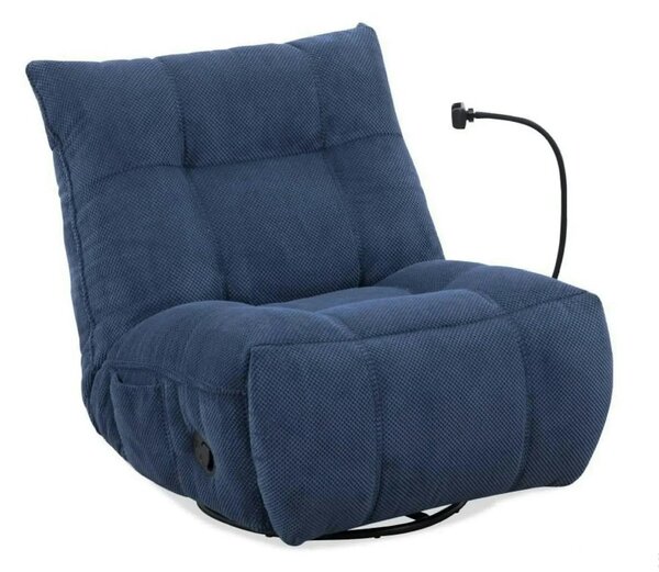 Fotoliu recliner MARCUS, stofă clasică/metal, albastru, 84×104×94 cm