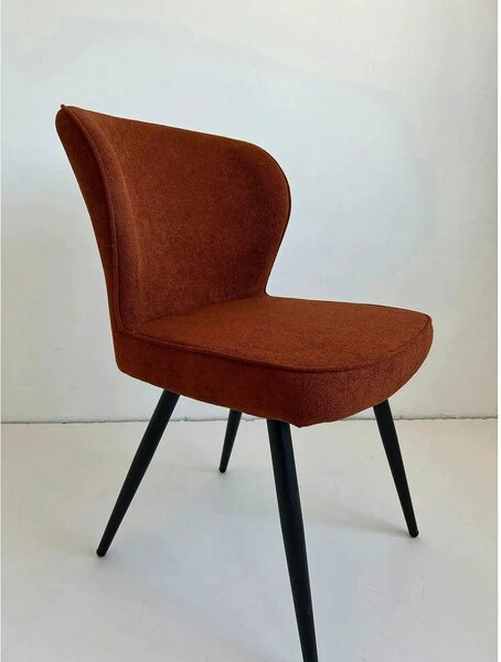 Scaun RIO 2, caramiziu/negru, stofa buclata/metal, 64x51x84 cm