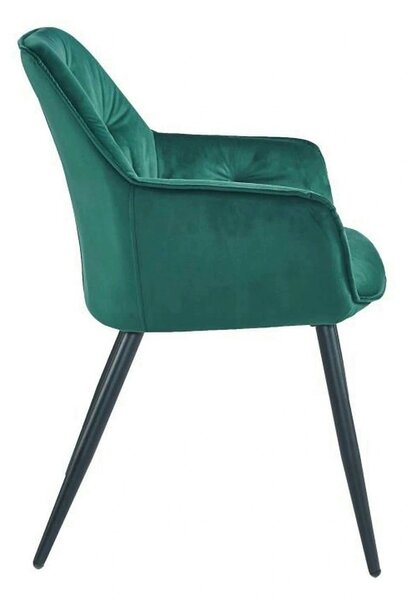 Scaun BEL, verde smarald/negru, stofa catifelata/metal, 58x63x86 cm