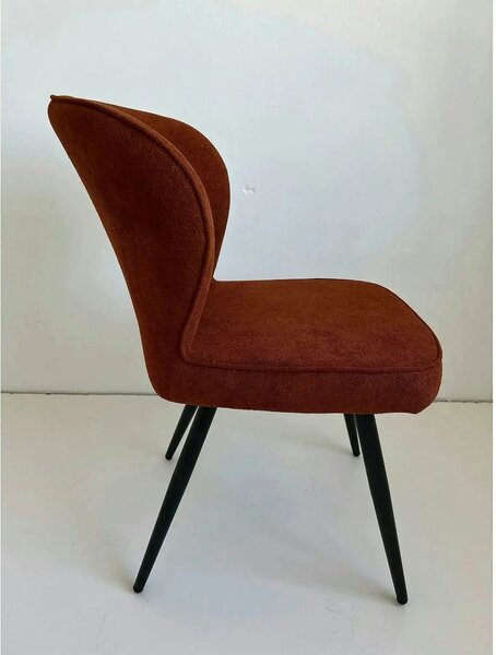 Scaun RIO 2, caramiziu/negru, stofa buclata/metal, 64x51x84 cm