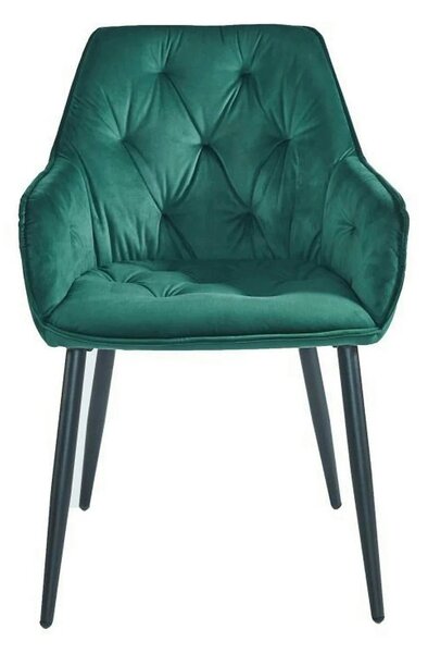 Scaun BEL, verde smarald/negru, stofa catifelata/metal, 58x63x86 cm