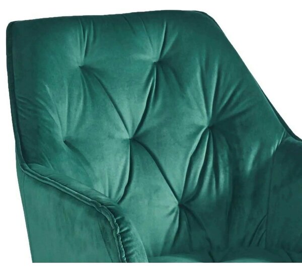 Scaun BEL, verde smarald/negru, stofa catifelata/metal, 58x63x86 cm