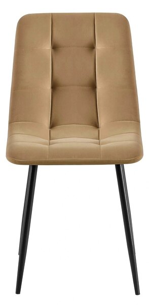 Scaun TED NEW, bej inchis/negru, stofa catifelata/metal, 46x54x88 cm