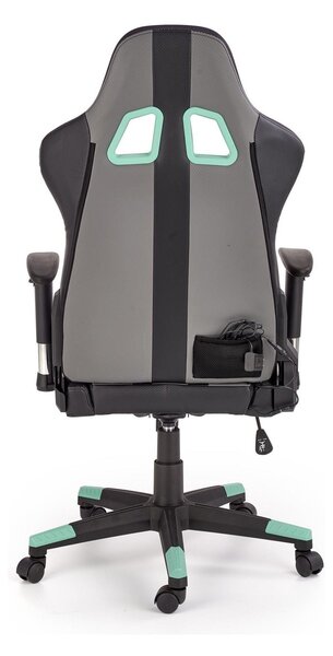 Scaun gaming FACTOR, negru/gri/verde, piele ecologica/material textil