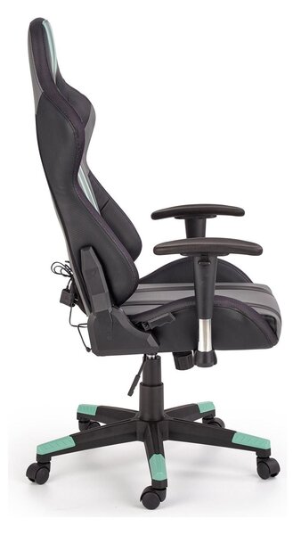 Scaun gaming FACTOR, negru/gri/verde, piele ecologica/material textil