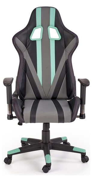 Scaun gaming FACTOR, negru/gri/verde, piele ecologica/material textil