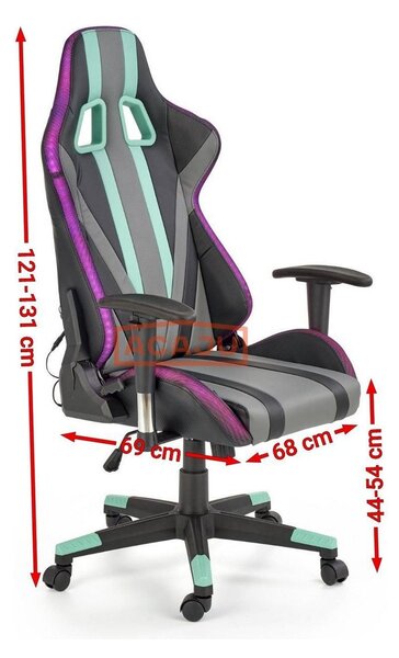 Scaun gaming FACTOR, negru/gri/verde, piele ecologica/material textil