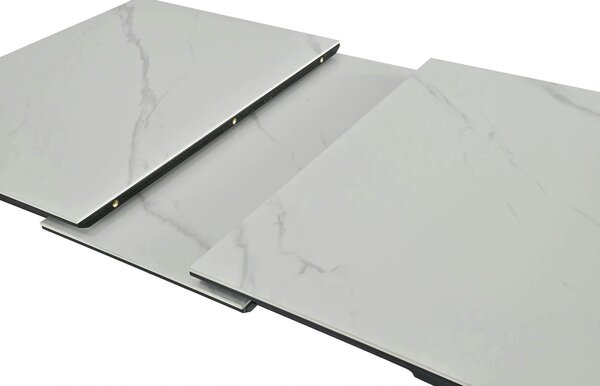 Masa extensibila OSTEN, alb cu efect de marmura/negru, 110/140x80x76 c