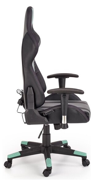 Scaun gaming FACTOR, negru/gri/verde, piele ecologica/material textil
