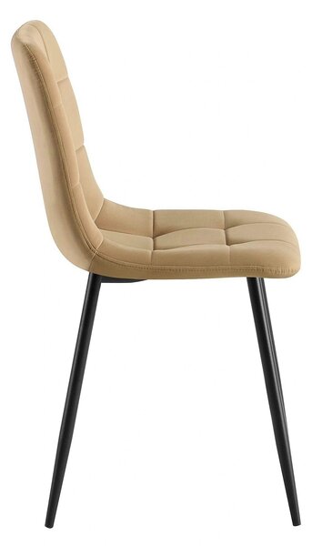 Scaun TED NEW, bej inchis/negru, stofa catifelata/metal, 46x54x88 cm