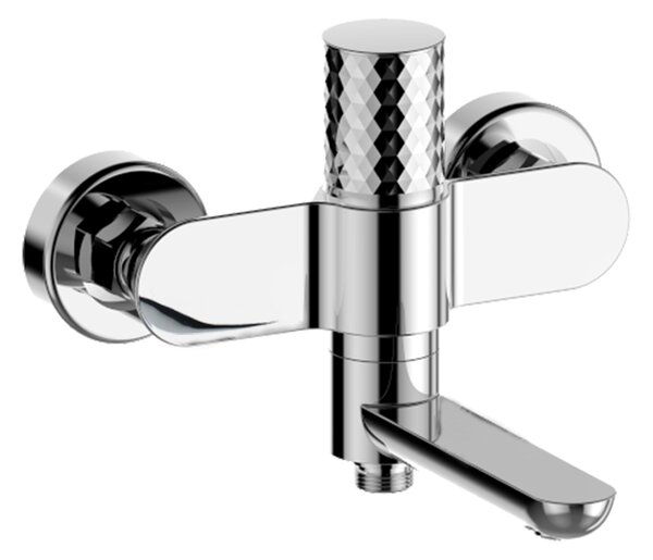 Mereo Mereo, Baterie pentru cada montata pe perete cu brat rabatabil diamant, Viana, fara accesorii, 150 mm, crom, MER-CBE90203A