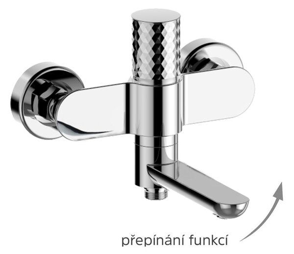 Mereo Mereo, Baterie pentru cada montata pe perete cu brat rabatabil diamant, Viana, fara accesorii, 150 mm, crom, MER-CBE90203A