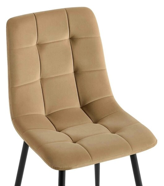 Scaun TED NEW, bej inchis/negru, stofa catifelata/metal, 46x54x88 cm