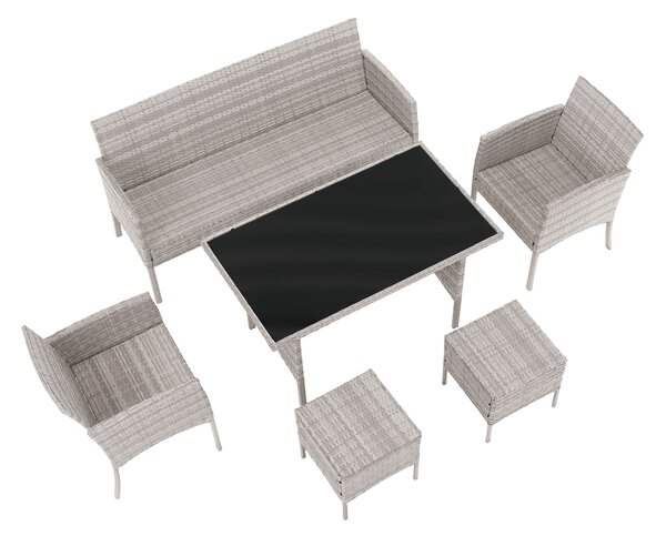 Set mobilier de grădină din ratan LELON (gri deschis) (pentru 4-6 persoane). 1091737