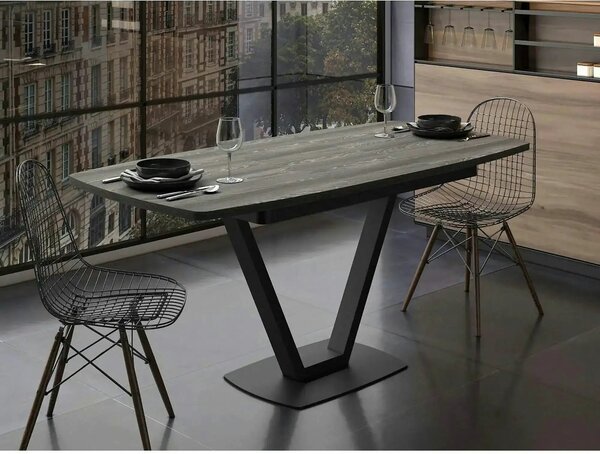Masa extensibila NIKA, negru, MDF/metal, 125/165x80x75 cm