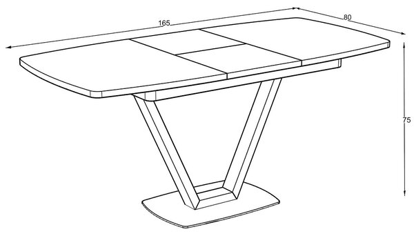 Masa extensibila NIKA, negru, MDF/metal, 125/165x80x75 cm