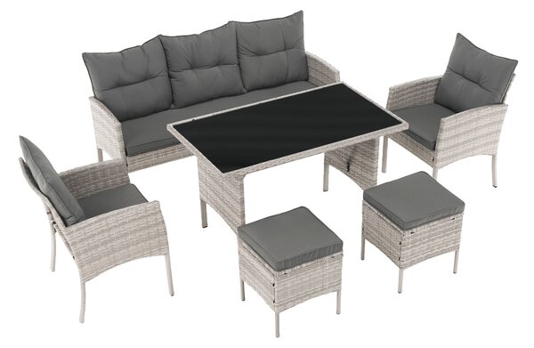 Set mobilier de grădină din ratan LELON (gri deschis) (pentru 4-6 persoane). 1091737