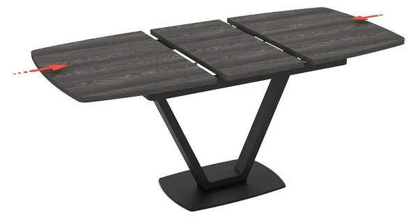 Masa extensibila NIKA, negru, MDF/metal, 125/165x80x75 cm