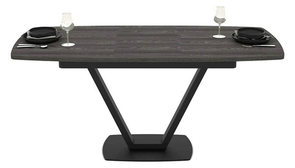 Masa extensibila NIKA, negru, MDF/metal, 125/165x80x75 cm