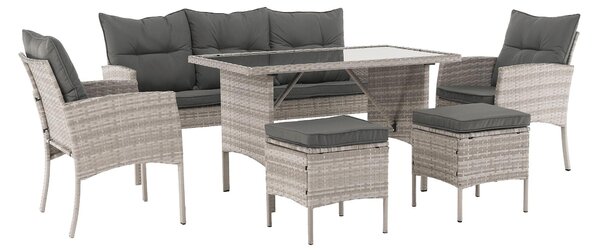 Set mobilier de grădină din ratan LELON (gri deschis) (pentru 4-6 persoane). 1091737