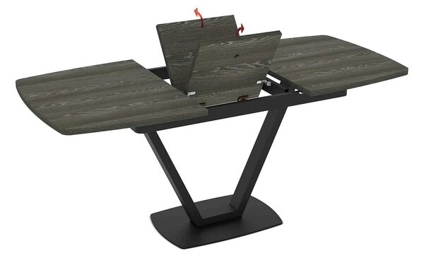Masa extensibila NIKA, negru, MDF/metal, 125/165x80x75 cm