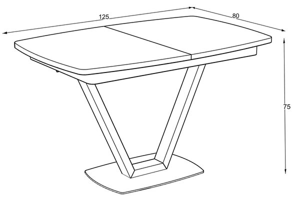 Masa extensibila NIKA, negru, MDF/metal, 125/165x80x75 cm