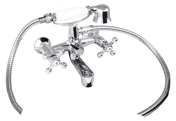 Mereo Mereo, Baterie pentru cada de perete, Retro Victoria, 150 mm, cu accesorii, crom, MER-CBL901